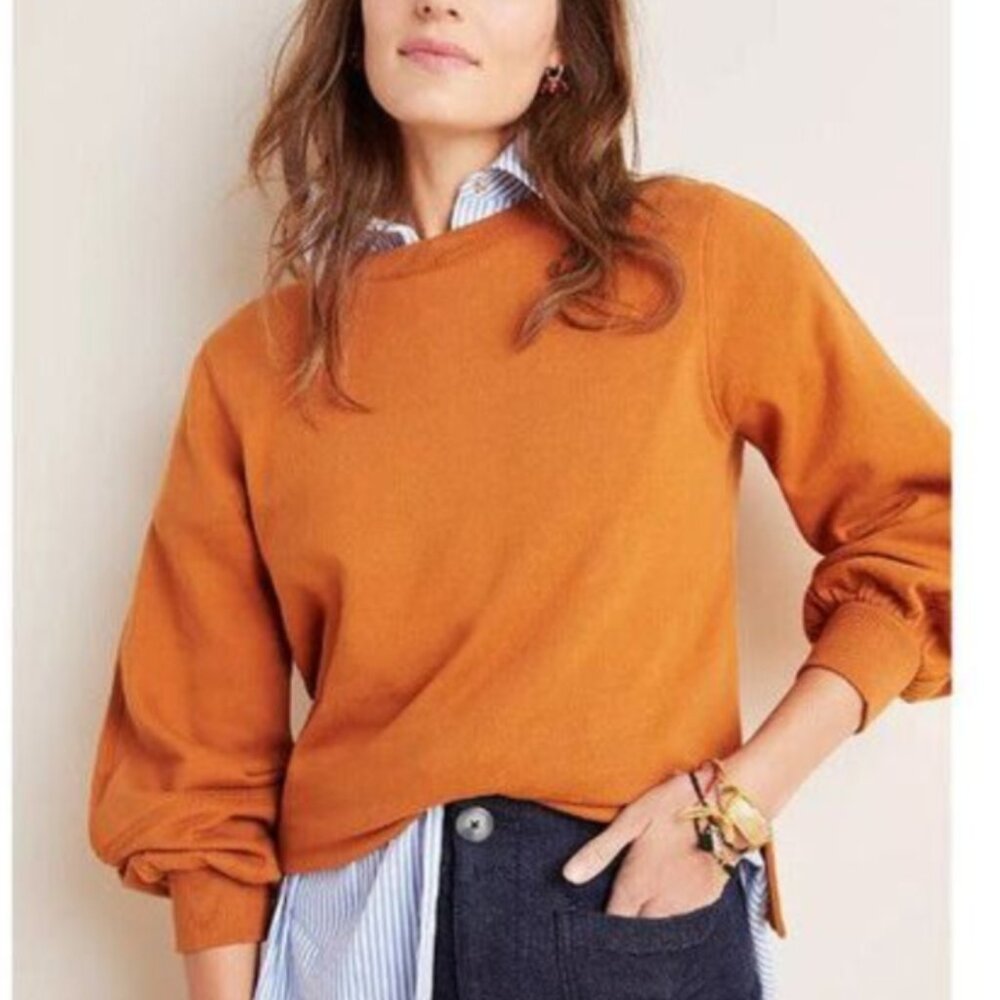 Anthropologie Orange Crewneck Women's Sweatshirt Sweater